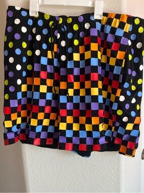 Jordan - Black Athletic Shorts with Multicolor Checker & Polka Dot Print